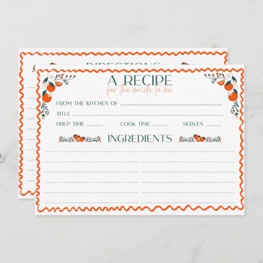 Ze is vers van de markt Vrijgezellenfeest recept Informatiekaartje (Voorkant / Achterkant)