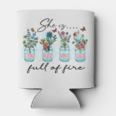 Ze is vol vuur - Levendige Bloemenbekrachtiging Blikjeskoeler (Achterkant)