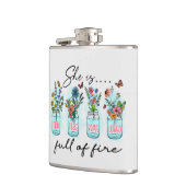 Ze is vol vuur - Levendige Bloemenbekrachtiging Heupfles (Links)