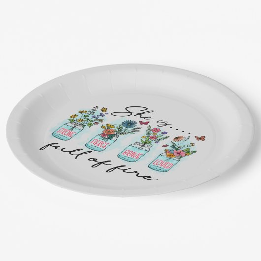 Ze is vol vuur - Levendige Bloemenbekrachtiging Papieren Bordje (Gekanteld)