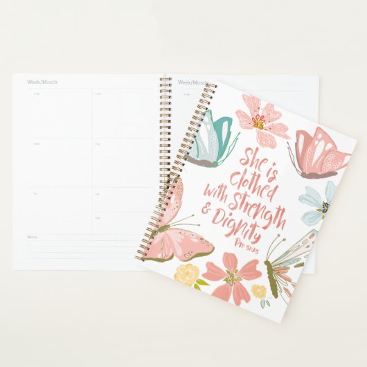 Ze is voorzien van Sterkte- en Dignity-spreekwoord Planner (Display)