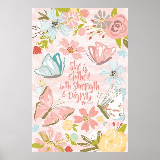 Ze is voorzien van Sterkte- en Dignity-spreekwoord Poster (Voorkant)