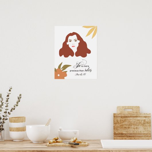 Ze is waardevoller dan roebels, bijbels poster (Keuken)