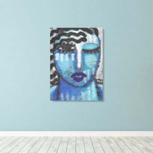 Ze is zo koud Abstract acrylportret op OSB Canvas Afdruk (Insitu (Houten vloer))