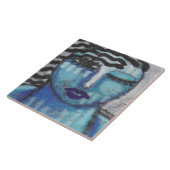 Ze is zo koud Abstract acrylportret op OSB Tegeltje (Zijkant)