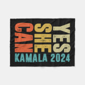 Ze kan kamala 2024 retro kleuren fleece deken (Voorkant (Horizontaal))