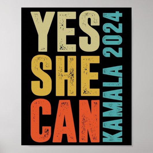 Ze kan kamala 2024 retro kleuren poster (Voorkant)
