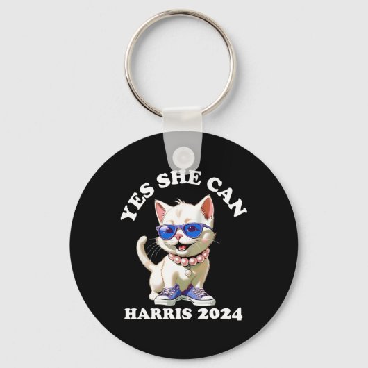 Ze kan Kamala Harris 2024 Cat Lady Sleutelhanger (Voorkant)