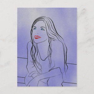 Ze kijkt naar de Sky 2 - Briefkaart