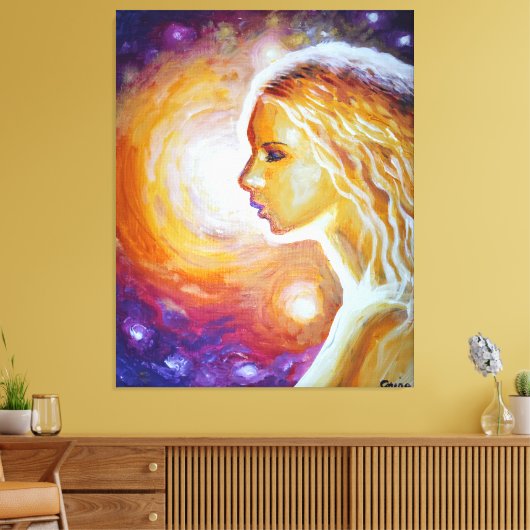 Ze kijkt naar de sterren canvas afdruk (Insitu (Woonkamer))