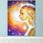 Ze kijkt naar de sterren canvas afdruk (Insitu (Houten vloer))