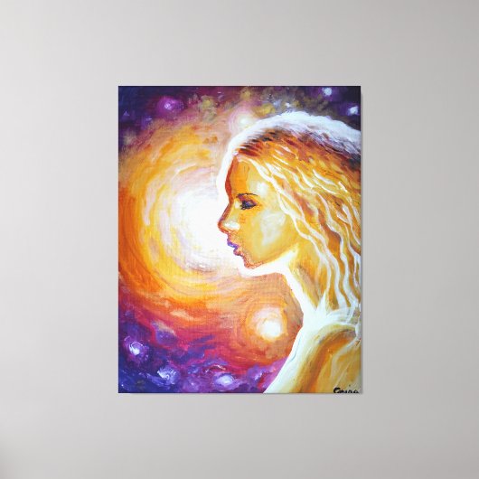 Ze kijkt naar de sterren canvas afdruk (Voorkant)