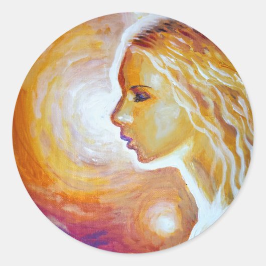 Ze kijkt naar de sterren ronde sticker (Voorkant)