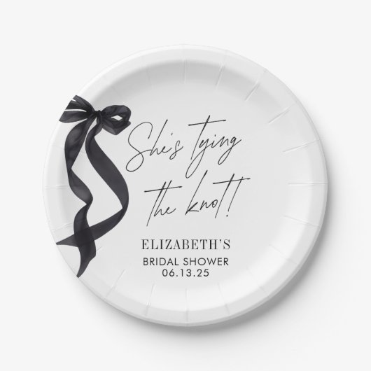 Ze Knoop De Knoop Boog Bruidsfeest  Papieren Bordje (Voorkant)