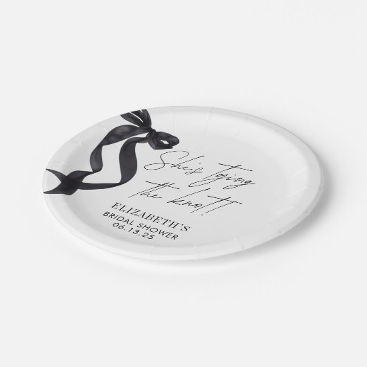 Ze Knoop De Knoop Boog Bruidsfeest  Papieren Bordje (Gekanteld)