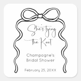 Ze Knoop De Knoop Bruiloft Met Modern Script Brida Vierkante Sticker