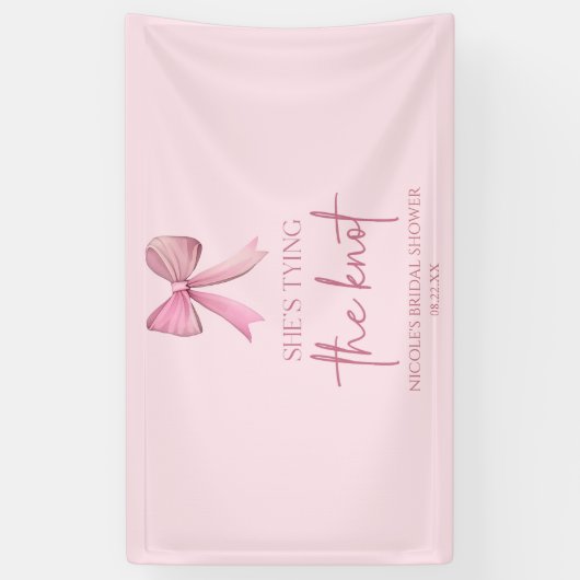 Ze Knoop De Knoop Roze Boog Bruidsmeisjesfeest Spandoek (Verticaal)