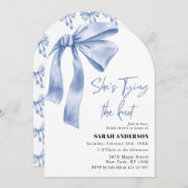 Ze Knoopt de Knoop  blauwe strik Bruidsmeisjesfees Kaart (Voorkant / Achterkant)