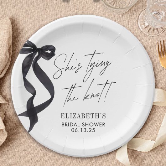 Ze Knoopt de Knoop Boog Bruidsontbijt  Papieren Bordje
