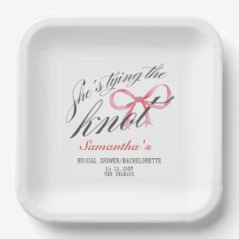 Ze Knoopt de Knoop Boog Coquette Bruidsfeest Papieren Bordje