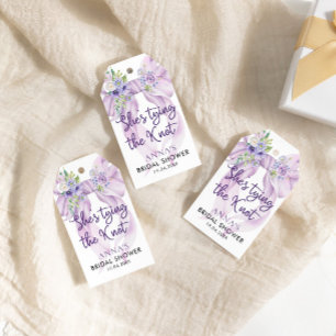 Ze Knoopt de Knoop Bruidsfeest Lilac Boog Cadeaulabel