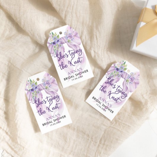 Ze Knoopt de Knoop Bruidsfeest Lilac Boog Cadeaulabel
