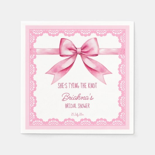 Ze knoopt de knoop bruidsmeisjesfeest bedrukt servet (Voorkant)