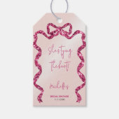 Ze knoopt de knoop chic glinsterende roze lint bru cadeaulabel (Voorkant)