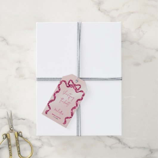 Ze knoopt de knoop chic glinsterende roze lint bru cadeaulabel (Met Touw)
