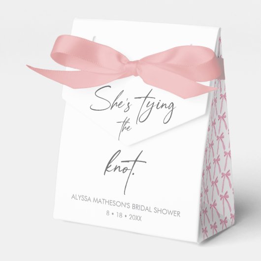 Ze knoopt de knoop Chic lint boog bruidsdouche Bedankdoosjes (Voorkant Zijde)
