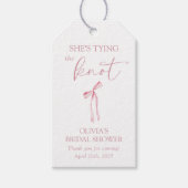 Ze Knoopt de Knoop Coquette Strik Bruidsfeest Cadeaulabel (Voorkant)