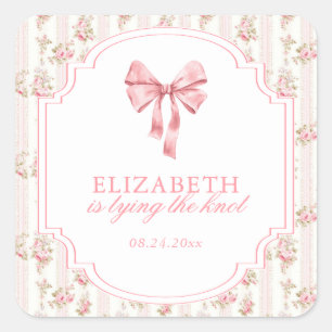 Ze Knoopt de Knoop Coquette Strik Bruidsfeest Vierkante Sticker
