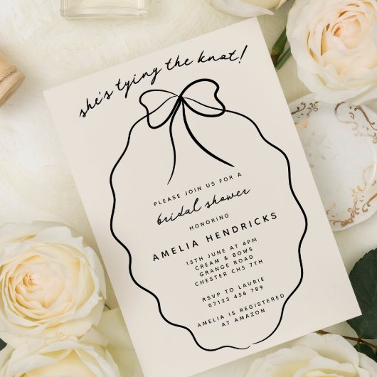 Ze Knoopt de Knoop Doodle Boog Bruidsfeest Kaart