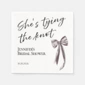 Ze knoopt de knoop door | Black Bow-Vrijgezellenfe Servet (Voorkant)