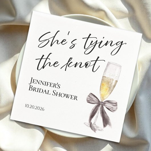 Ze knoopt de knoop door | Black Bow-Vrijgezellenfe Servet