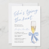 Ze knoopt de knoop door | Blue Bow-Vrijgezellenfee Kaart (Voorkant)