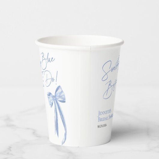 Ze knoopt de knoop door | Blue Bow Vrijgezellenfee Papieren Bekers (Rechts)