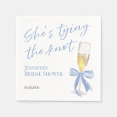 Ze knoopt de knoop door | Blue Bow-Vrijgezellenfee Servet (Voorkant)