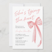 Ze knoopt de knoop door | Pink Bow Vrijgezellenfee Kaart (Voorkant)