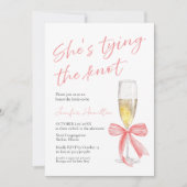 Ze knoopt de knoop door | Pink Bow-Vrijgezellenfee Kaart (Voorkant)