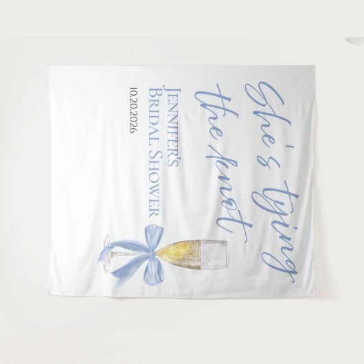 Ze knoopt de knoop door | Vrijgezellenfeest achter Wandkleed (Voorkant (horizontaal))