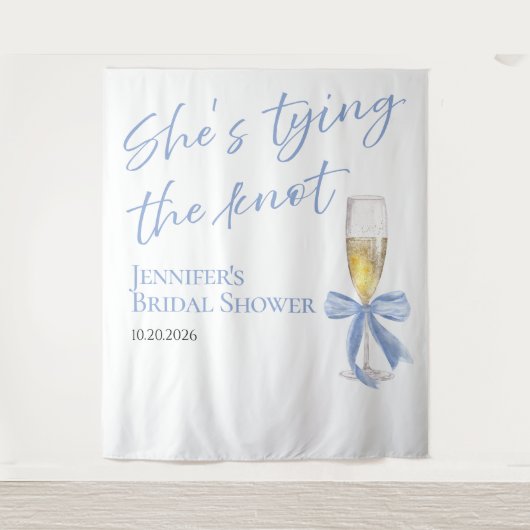 Ze knoopt de knoop door | Vrijgezellenfeest achter Wandkleed (Voorkant)