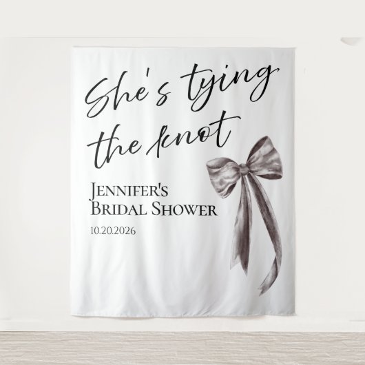 Ze knoopt de knoop door | Vrijgezellenfeest achter Wandkleed (Voorkant)