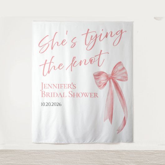 Ze knoopt de knoop door | Vrijgezellenfeest achter Wandkleed (Voorkant)