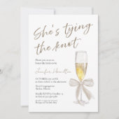 Ze knoopt de knoop door | White Bow-Vrijgezellenfe Kaart (Voorkant)