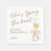 Ze knoopt de knoop door | White Bow-Vrijgezellenfe Servet (Voorkant)