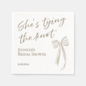 Ze knoopt de knoop door | White Bow-Vrijgezellenfe Servet (Voorkant)