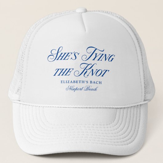 Ze Knoopt de Knoop Elegante Handgetekende Strikken Trucker Pet (Voorkant)
