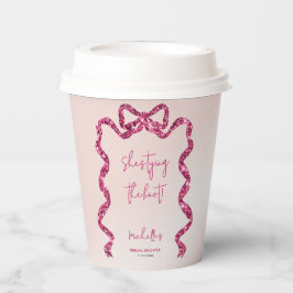 Ze knoopt de knoop glitters roze lint bruidsfeest papieren bekers