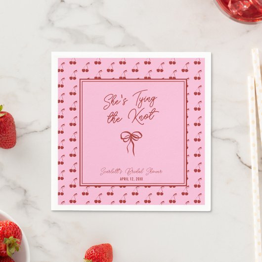 Ze Knoopt de Knoop Kersen Bruidsmeisjesfeestje Coc Servet